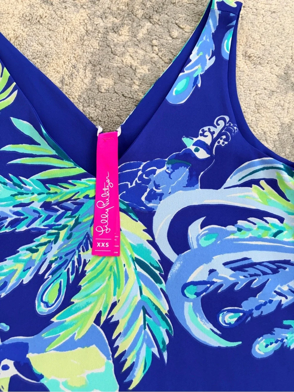 Lilly Pulitzer NWT  reversible  Tropical V-Neck Midi Dress with Lime & Aqua